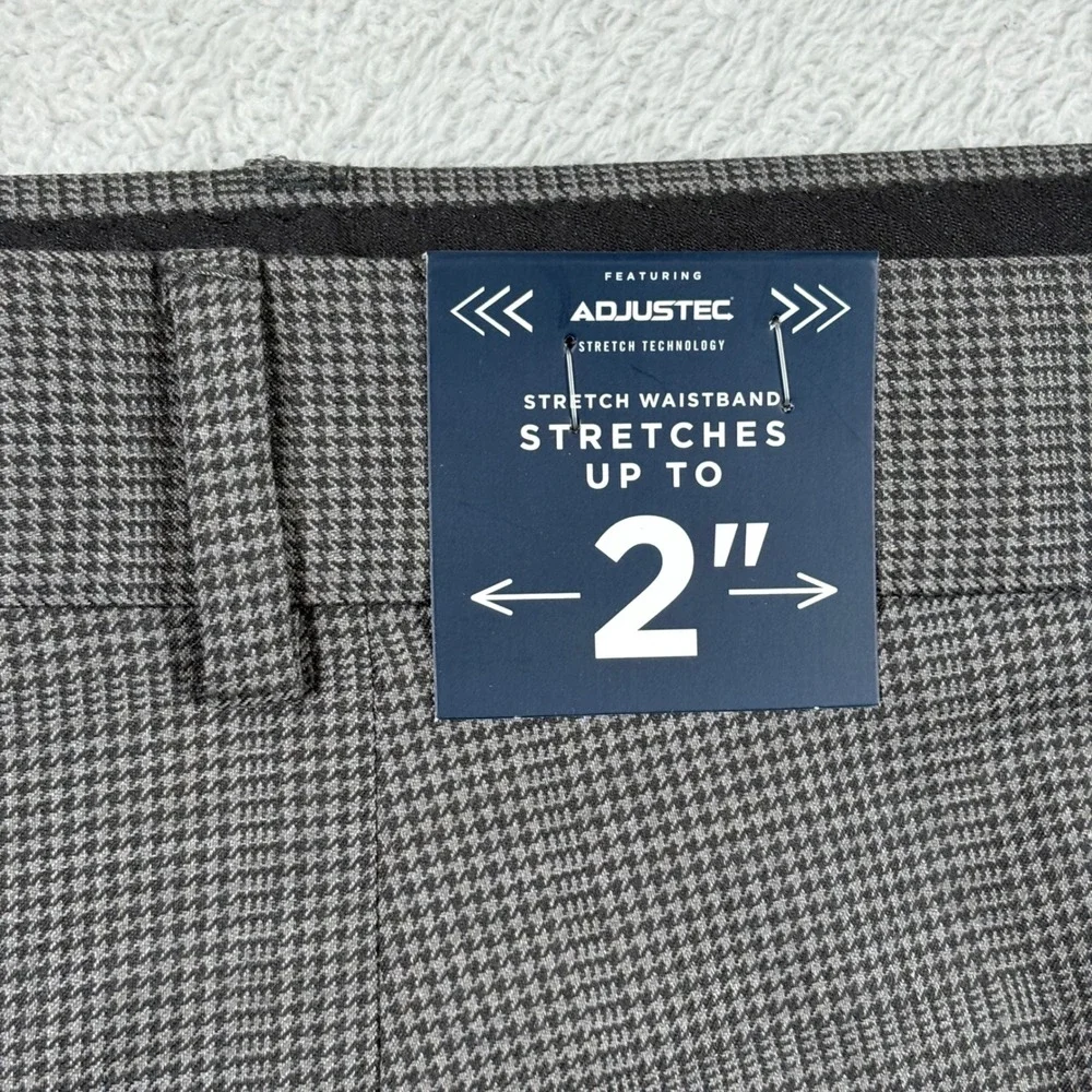Stafford CoolMax Ecomode Gray Houndstooth Classic Wool Blend Dress Pants 40x32